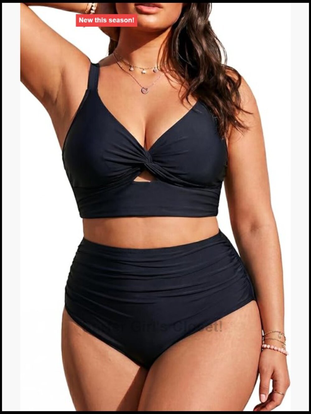 Women Plus Size High Waisted Bikini Set Tummy Control Knot Twist Swimsuit
